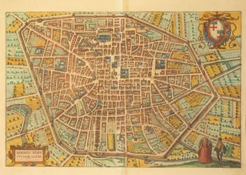 Karte von Bologna aus Civitates Orbis Terrarum von Georg Braun