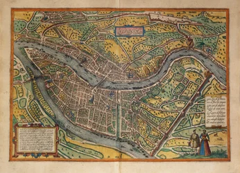 Karte von Lyon, Frankreich aus Civitates Orbis Terrarum
