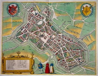 Karte der Stadt Lille aus „Civitates Orbis Terrarum“ von Georg Braun (1541-1622) und Frans Hogenberg (1535-1590) Um 1572-1617. Paris, B.N.