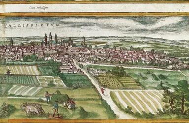 Ackerland bei Valladolid, in Civitatis Orbis Terrarum, von Franz Hogenberg (1535-1590)