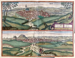 Louny und Slany (Böhmen), Tschechische Republik (Gravur)
