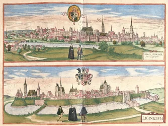 Nysa und Legnica (Lignica), Polen (Gravur)