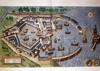 Der antike Hafen von Ostia, Atlas von Braun und Hogenberg