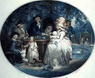 Ein Teegarten, gestochen von Francois David Soiron, veröffentlicht von T. Gaugain
