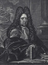 Porträt von George Shelley, englischer Kalligraph des 18. Jahrhunderts, Gravur von George Bickham