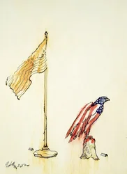 Amerikanischer Adler erhält US-Flaggenfärbung, 1985