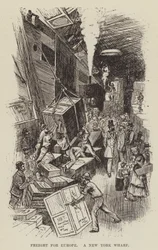 Fracht für Europa, ein New Yorker Kai