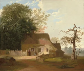 Landschaft mit Häuschen