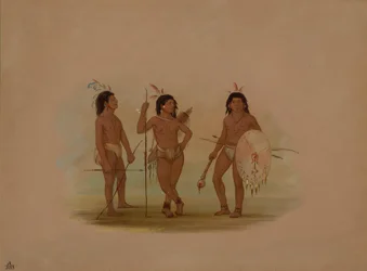 Ein Puelchee-Häuptling und zwei junge Krieger, 1854-1869