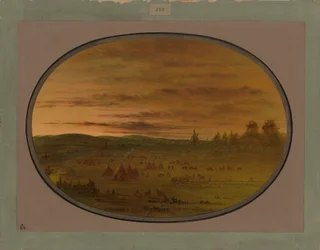 Ein indisches Lager bei Sonnenuntergang, 1861-69