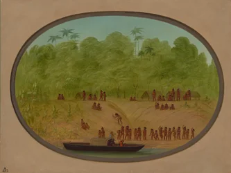 Ein Omagua-Dorf - Bootsskizze