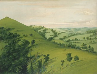 Grab des Amsels, Rückansicht, Prärien mit Blumen geschmückt, 1832