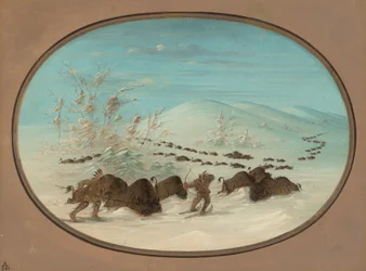 Büffeljagd in den Schneeverwehungen - Ojibbeway, 1861-1869