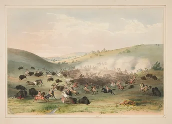 Büffeljagd, Umzingelung, Platte 9 aus dem North American Indian Portfolio