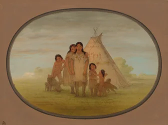 Kinder des Camanchee-Häuptlings und Wigwam, 1861-1869