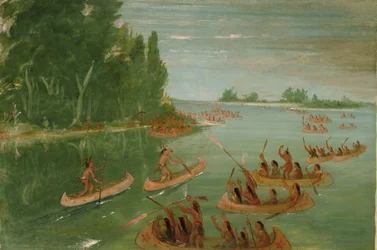 Kanu-Rennen in der Nähe von Sault Ste. Marie, 1836-1837