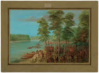 La Salle nimmt das Land an der Mündung des Arkansas in Besitz. 10. März 1682