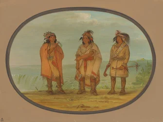 Seneca-Häuptling, Red Jacket, mit zwei Kriegern, 1861-1869