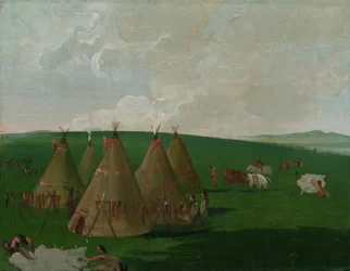 Sioux am oberen Missouri, Büffelfleisch und -felle verarbeitend