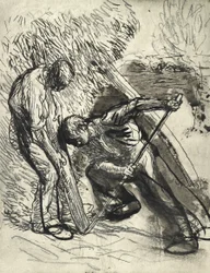 Den Heuschober stützen, ca. 1900
