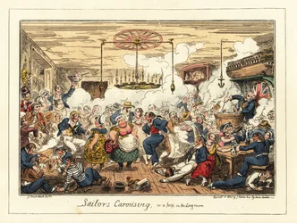Englische Matrosen trinken und tanzen in einem Pub, Napoleonische Ära, 1829