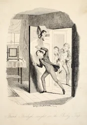 Frank Fairlegh in die Falle getappt, aus Frank Fairlegh oder Szenen aus dem Leben eines Privatschülers, veröffentlicht um 1870
