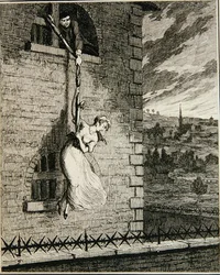 Jack entkommt aus Newgate Ward mit seiner Frau Elizabeth Lyon, Illustration aus 