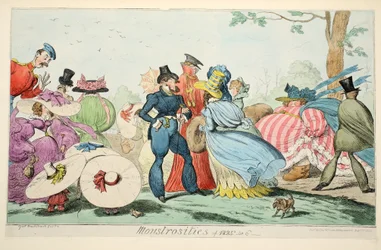 Monstrositäten von 1825 & 6, veröffentlicht 1835 (handkolorierter Stich)