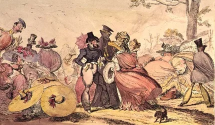 Monstrositäten von 1825 und 1826. (Satirischer Cartoon der englischen Mode des 19. Jahrhunderts)
