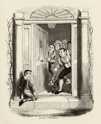 Oliver Twist an Mrs. Maylies Tür, aus 