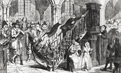 Reverend Holdenough während eines Gottesdienstes, Illustration aus 