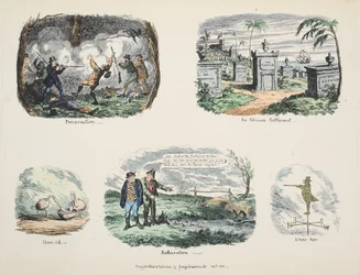 Schnipsel und Skizzen: Erhaltung, Eine afrikanische Siedlung, Löffelreiher, Ärgernis, Ein eitler Mann, veröffentlicht 1831
