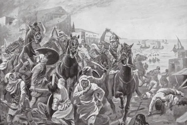 Eroberung von Tyrus durch Evagoras von Zypern (Lithografie)