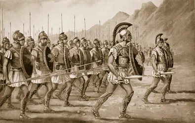 Eine makedonische Phalanx, Illustration aus 