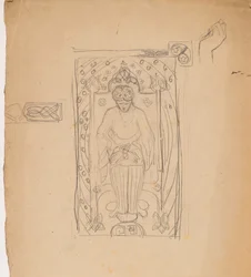 Studie [Figur in einem Bogen sitzend]
