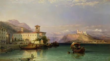 Arona und die Burg Angera am Lago Maggiore, 1856