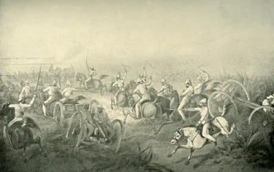 Indische Pferdeartillerie im Galopp, 1850er Jahre, 1901