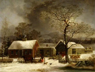 Winterszene in New Haven, Connecticut, ca. 1858