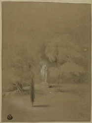 Statue auf dem Rasen in Epsom