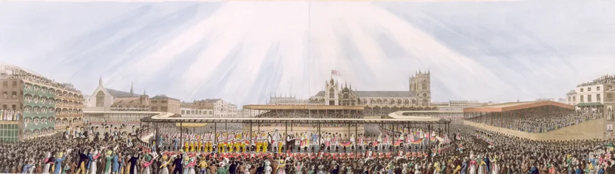 Ansicht des Krönungszuges König Georgs IV. von der Westminster Hall zur Abtei, 19. Juli 1821