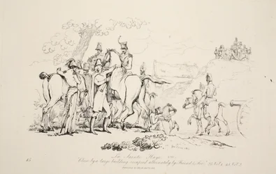 La Sainte Haye: In der Nähe eines großen Gebäudes, das abwechselnd von Freund und Feind besetzt wird, veröffentlicht von J. Booth, 1816