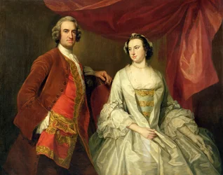 Ein Mann und eine Frau, möglicherweise der Familie Missing, von Little Park House, Wickham, Hampshire, 1747