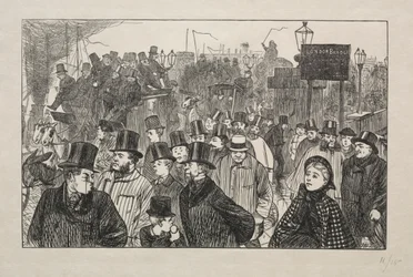 Der lebendige Strom an der London Bridge - Auf der Brücke, 1863