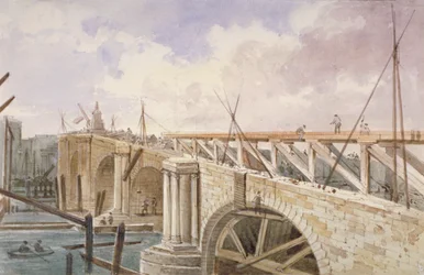Abrissarbeiten an der Blackfriars Bridge, 1864