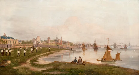 Magdalen Green vor der Dundee-Perth-Eisenbahn