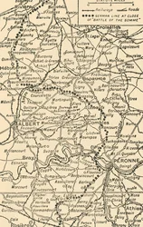 Karte zur Veranschaulichung der Schlacht an der Somme, 1919