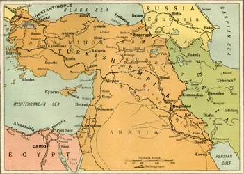 Karte zur Veranschaulichung der Mesopotamien-Expedition, 1919