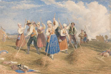 Heuarbeiter auf einem Feld