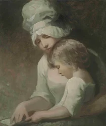 Eine Mutter und ein Kind lesen