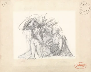 Liegende Frau und andere Figuren